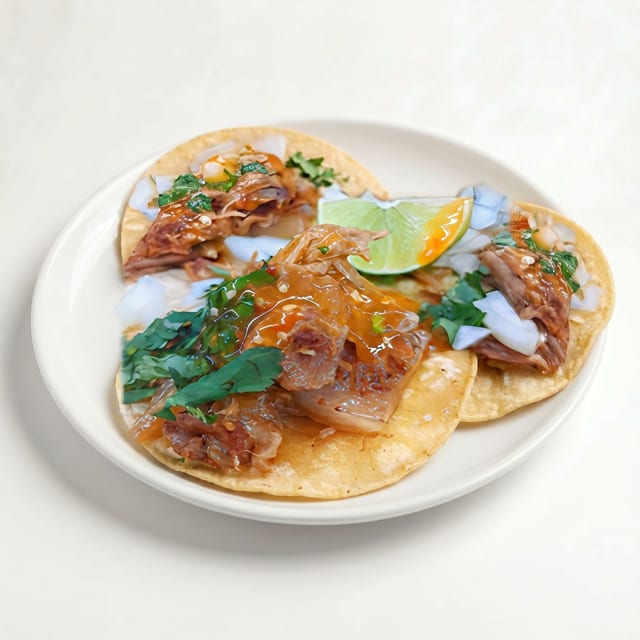 Tacos de Surtido Carnitas, Buche, Cueritos.