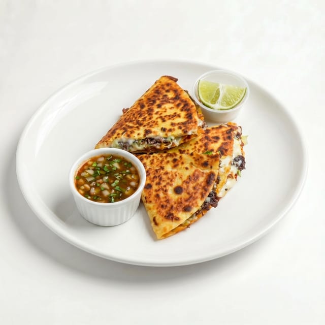 Kesabirria Tender Beef Mega Quesadilla – The Cheesiest, Juiciest Bite in Town.