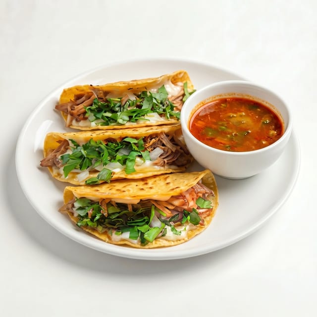 Carnitas Quesotacos & Special Chunky Salsa.
